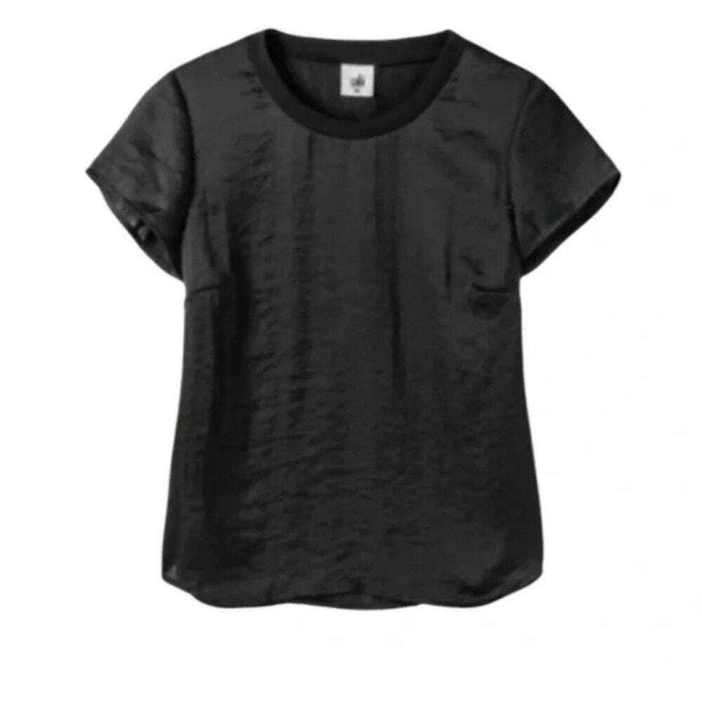 CAbi Elegant Black Short Sleeve Complete Me Top XL